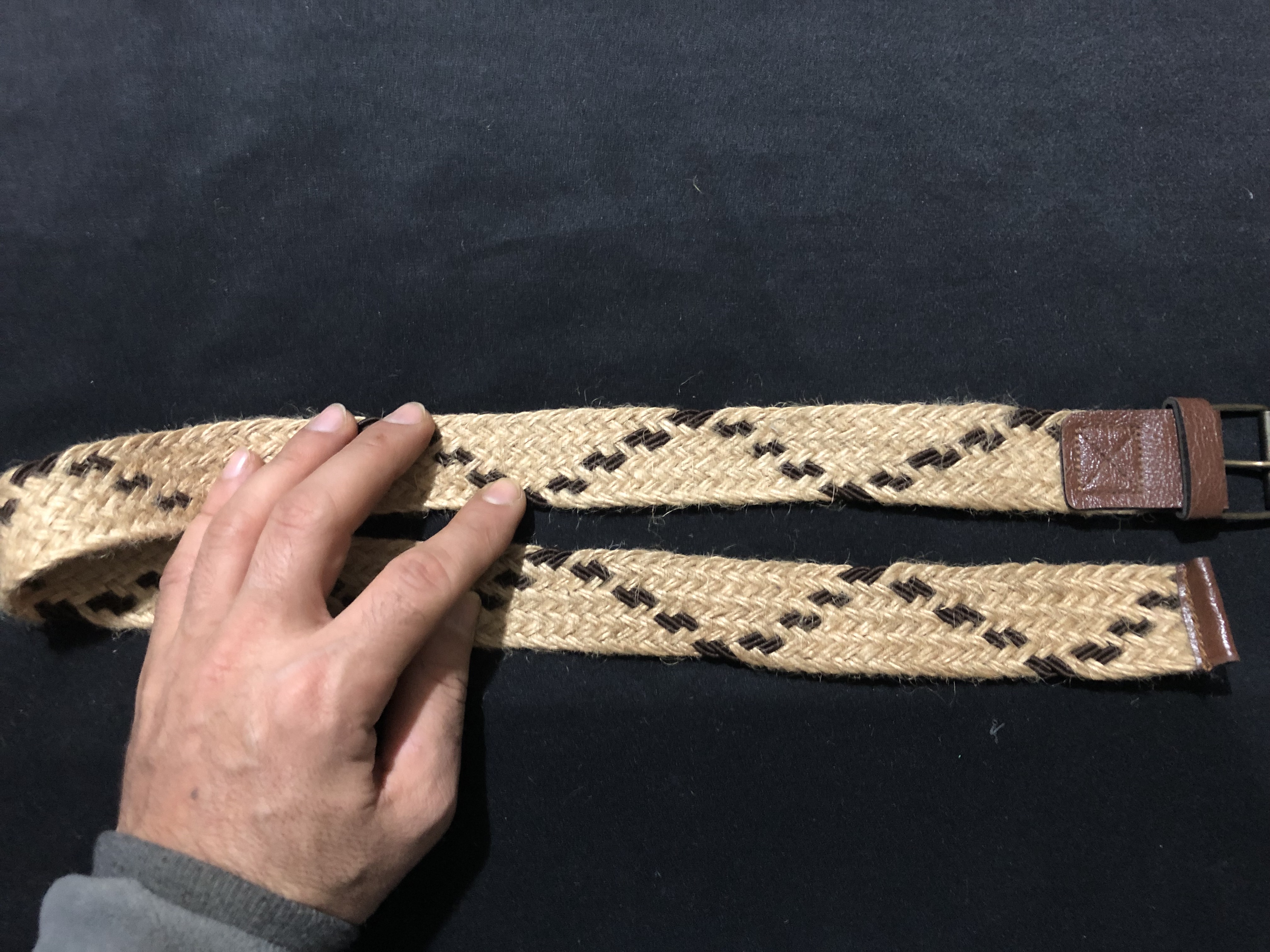 HASIR ÖRGÜ KAHVE DESENLİ KEMER