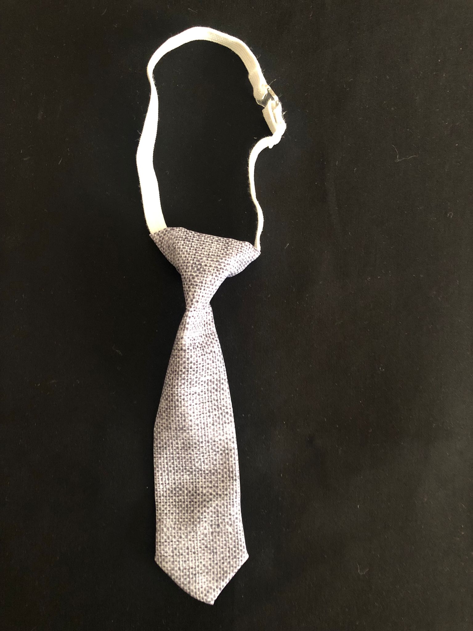 GRİ-BEYAZ DESENLİ SATEN GRAVAT